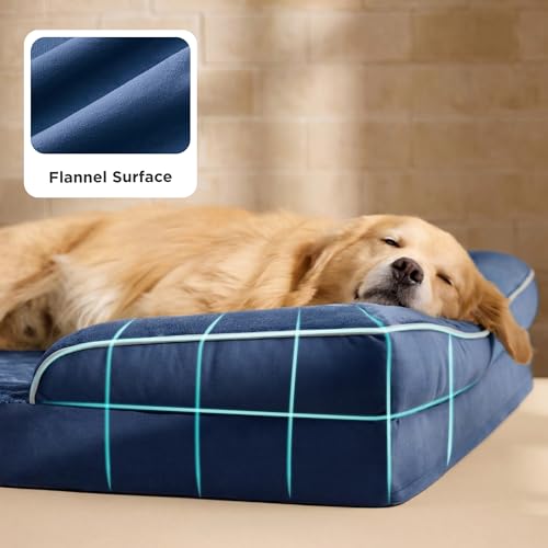 Orthopedic XXL Dog Bed Extra Large Washable Original Design (Blue Navy / 52"l X 41"w X 8"th)
