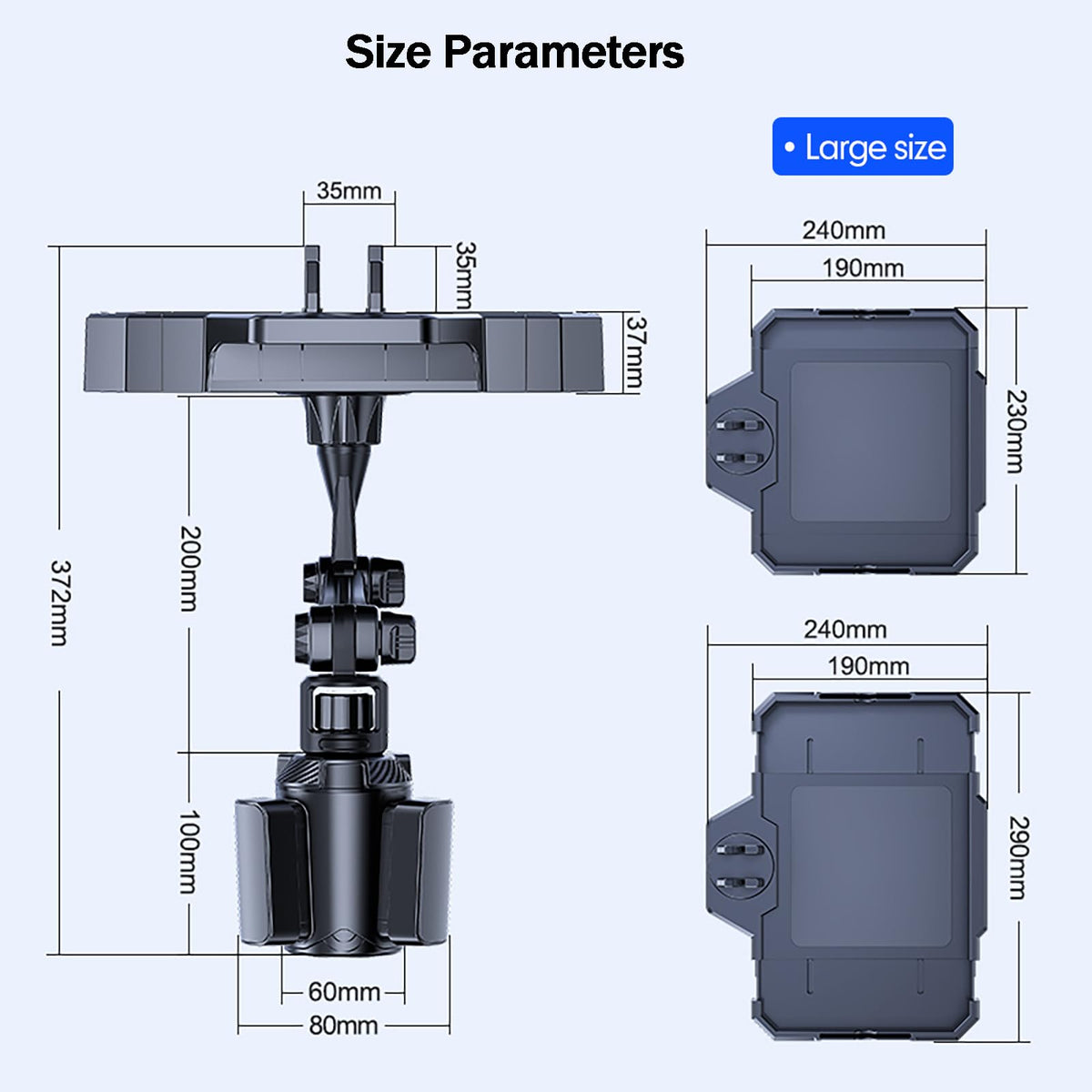 360° Rotating Car Cup Holder Tray 9 (Larger Tray)