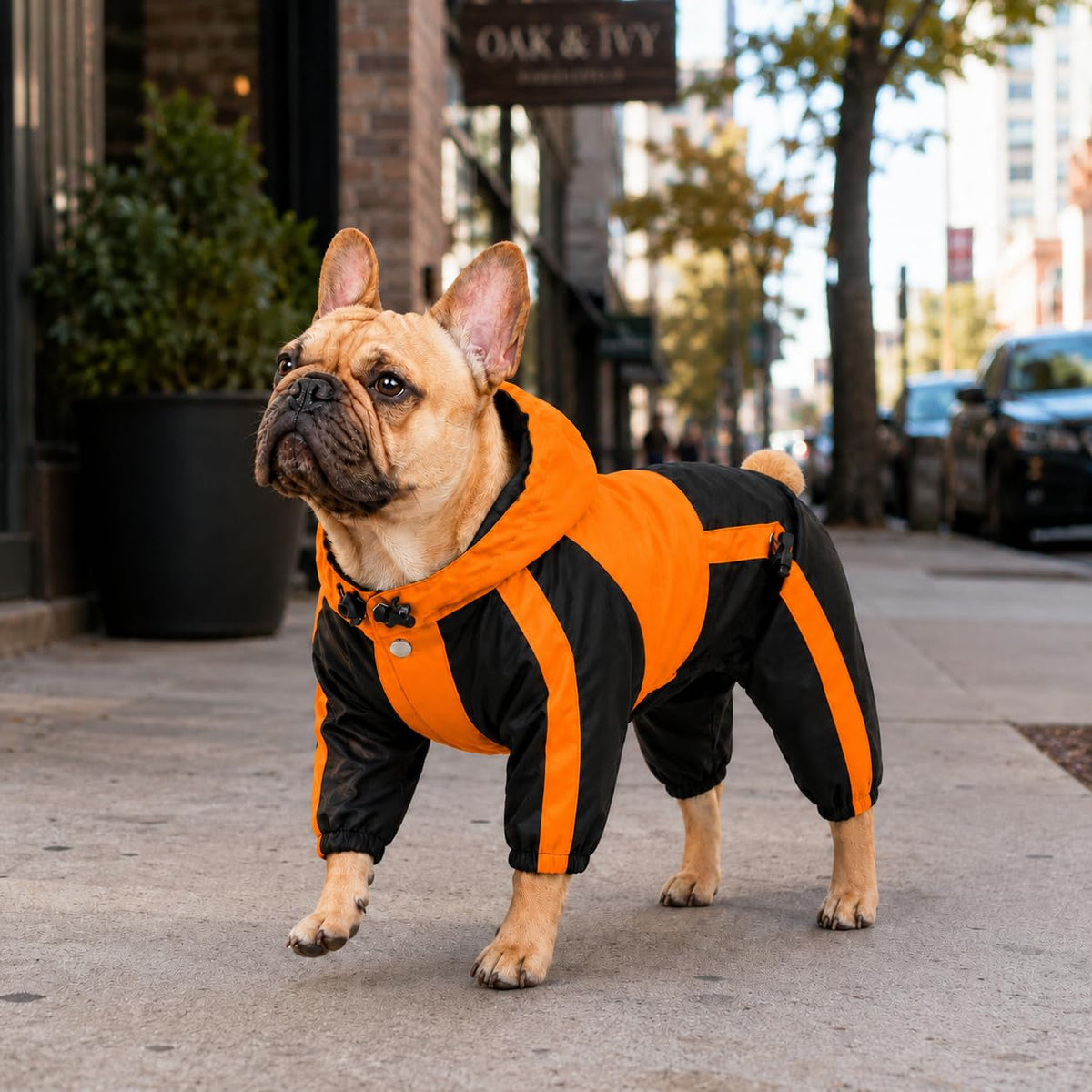 Dog Hooded Raincoat (L-XS (Medium Dog ~20lbs) / Orange)