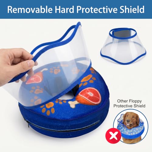 Inflatable Dog Cat Cone Collar with Transparent Shield for After Surgery (L(Neck:15"-20"))
