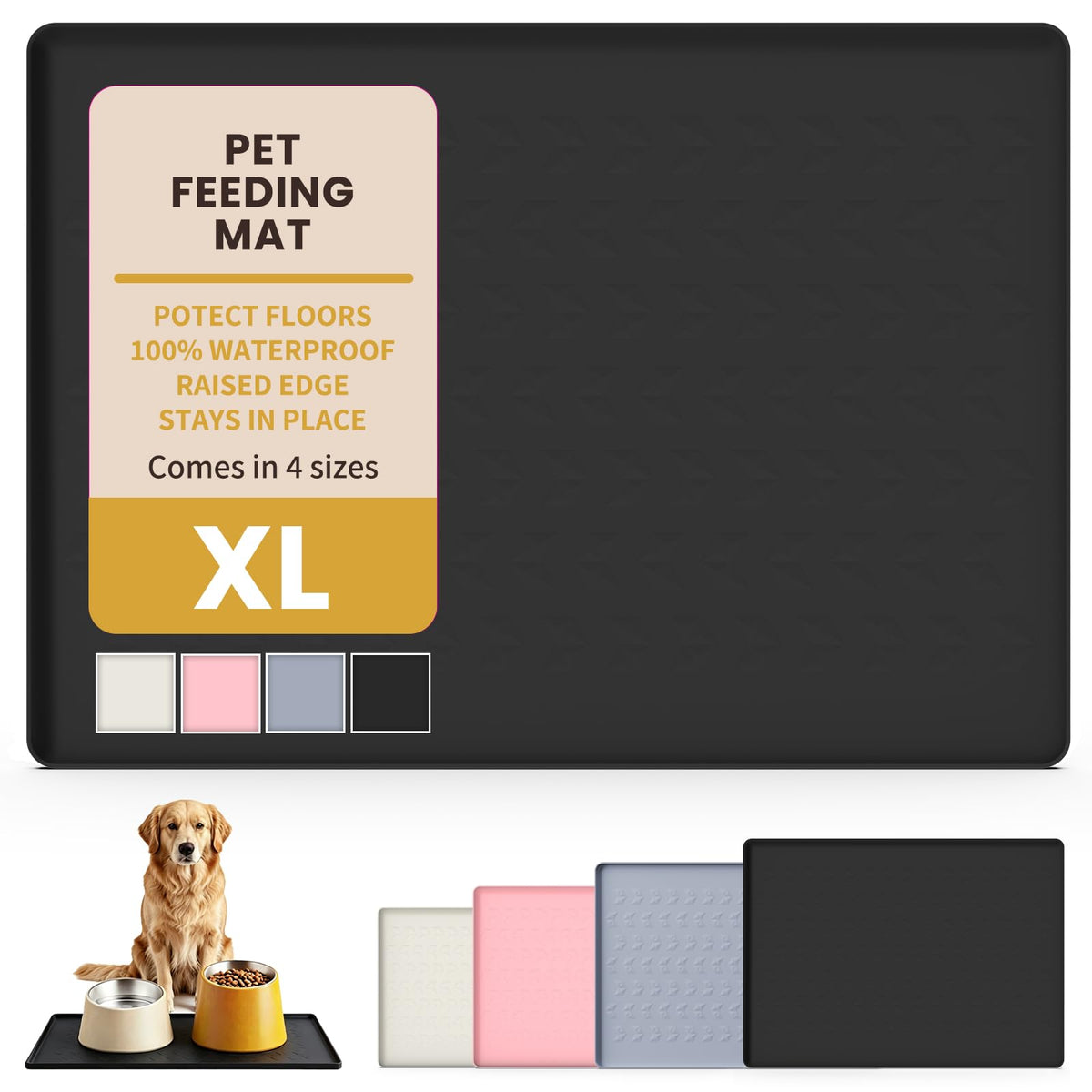 Silicone Pet Feeding Mat (Black / 28''L x 20"W)