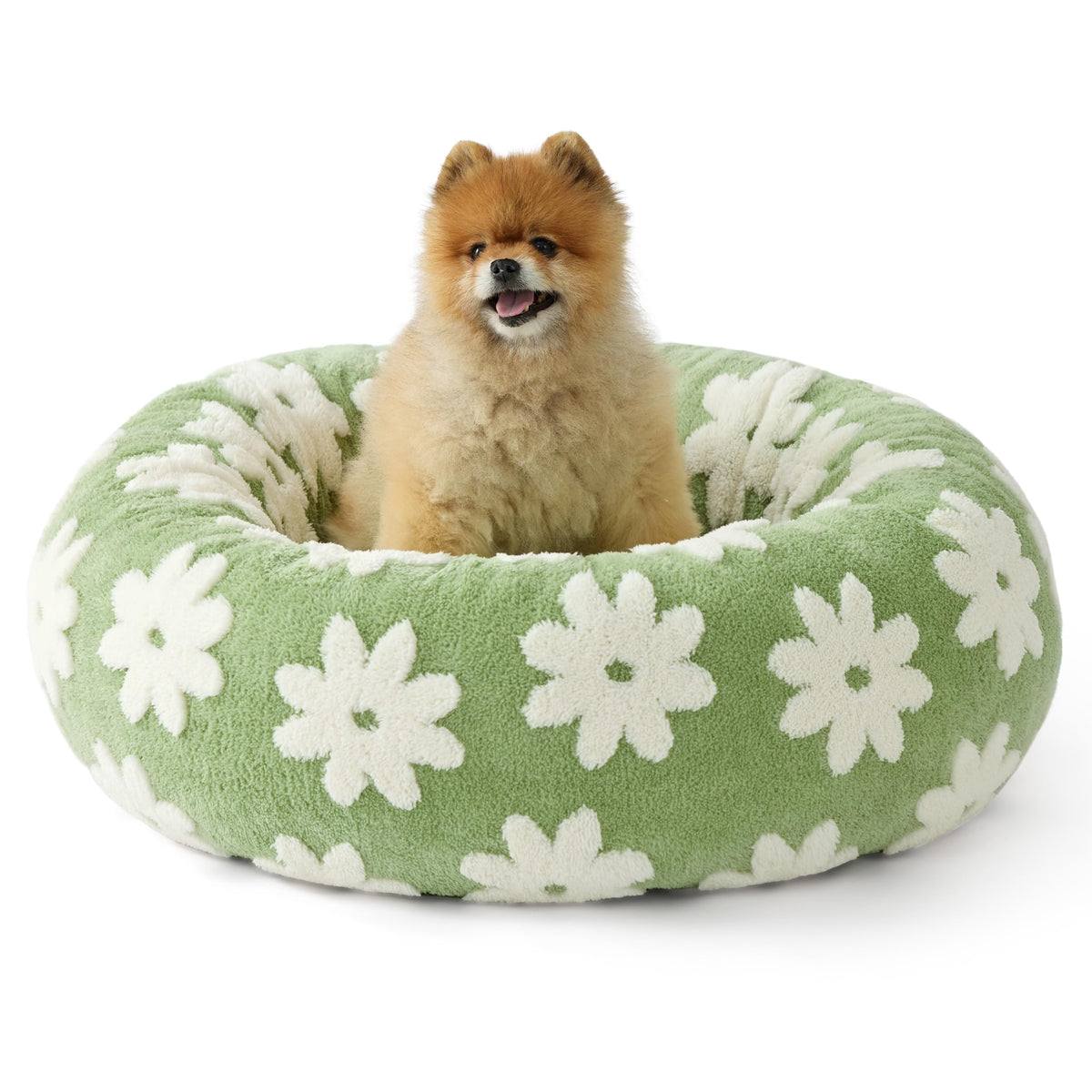 Shown on TV Jacquard Donut Cute Small Dog Beds (27.0"L x 27.0"W x 8.0"Th / Flower Garden Green)