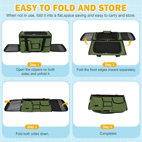 Large Cat Carrier Soft Sided Travel Pet Carrier Airline Approved (Army Green)