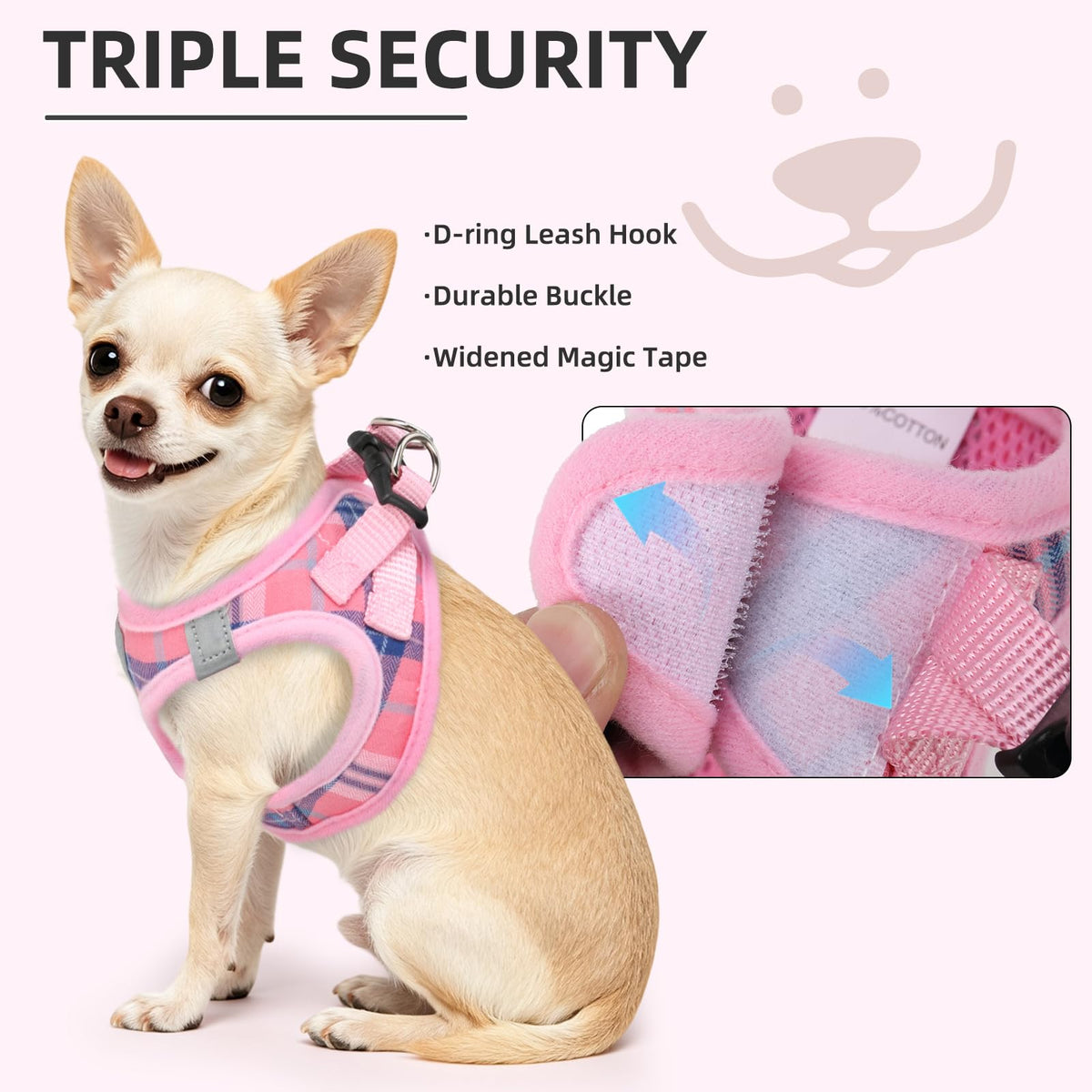 Dog Harness Collar and Leash Set No Pull for Small Medium Sized (Pink / XS (CHEST 13"-14.5"))
