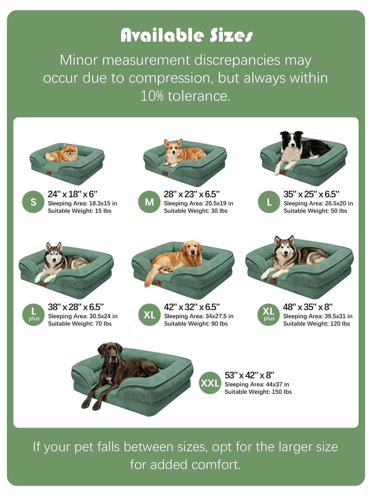 Orthopedic Dog Bed with Sides (48.0"L x 35.0"W x 8.0"Th / Green)