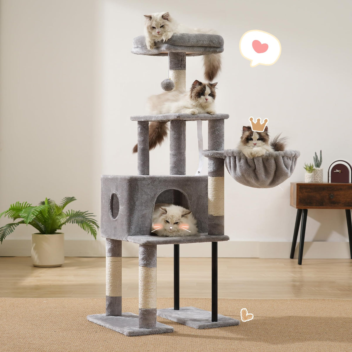 Cat Tree with Toy (Light Gray / 49.2 inch)