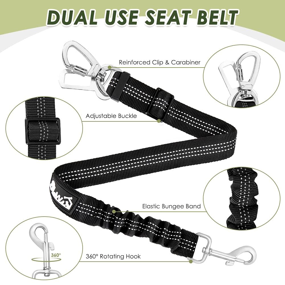 Dog Seat Belt and Harness for Car (Fuchsia / Large)