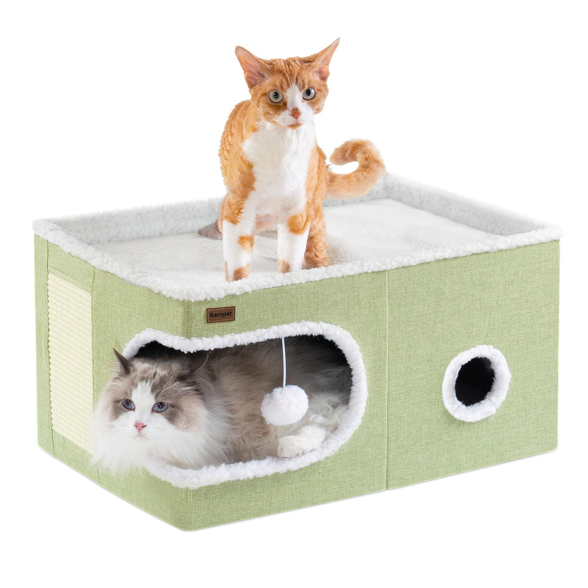 Cat Bed for Indoor Cats Cube House (23.6"D x 16.5"W x 13"H / Green)