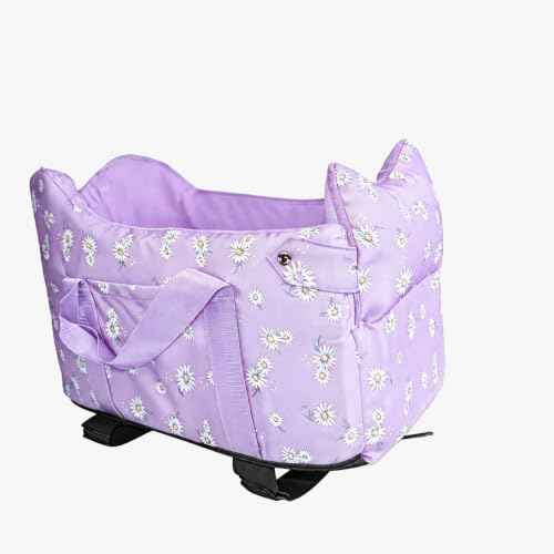 Center Console Small Dog Car Seat Portable Puppy Booster Armrest Carseat (Purple)