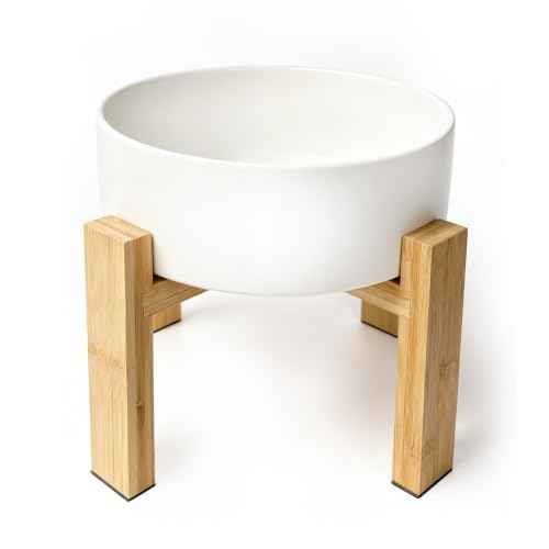 Raised Ceramic Large Dog Bowl (Large / White)