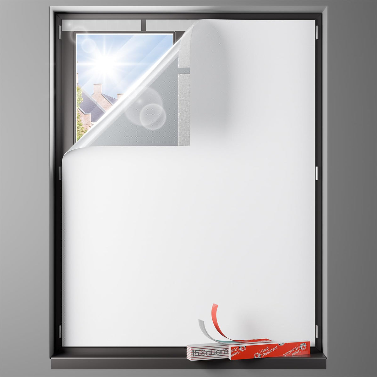 Blackout Curtains Portable 48”x48” No Drill Black Out Window Cover (White / 48"W x 48"L (Pack of 1))