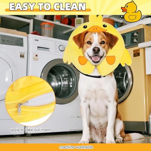 Inflatable Dog Cone Collar Alternative After Surgery (Duck Yellow / M+ (Neck:13-15in))
