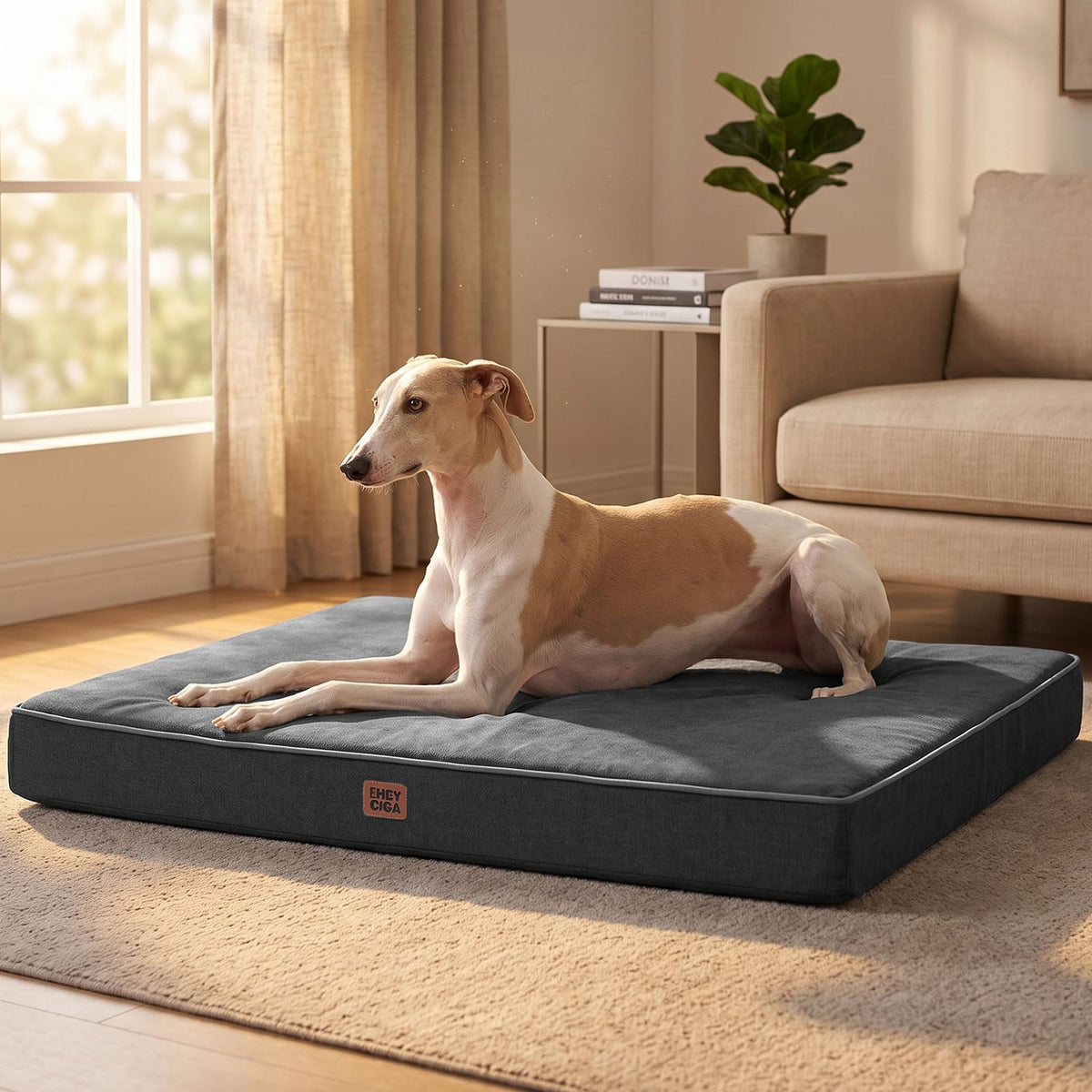 XL Orthopedic Dog Crate Bed Washable (Dark Grey / 41*27*3.5 Inches)
