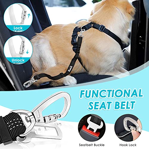 Dog Seat Belt and Harness for Car (Light Blue / Medium)