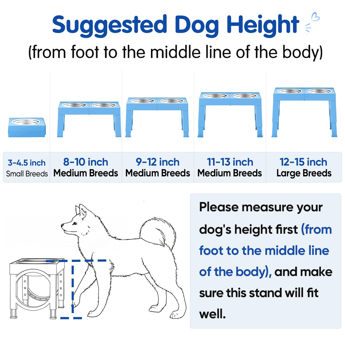 Elevated Dog Bowls Large Breed Raised Dogs Bowl Stand Large (E-Blue)