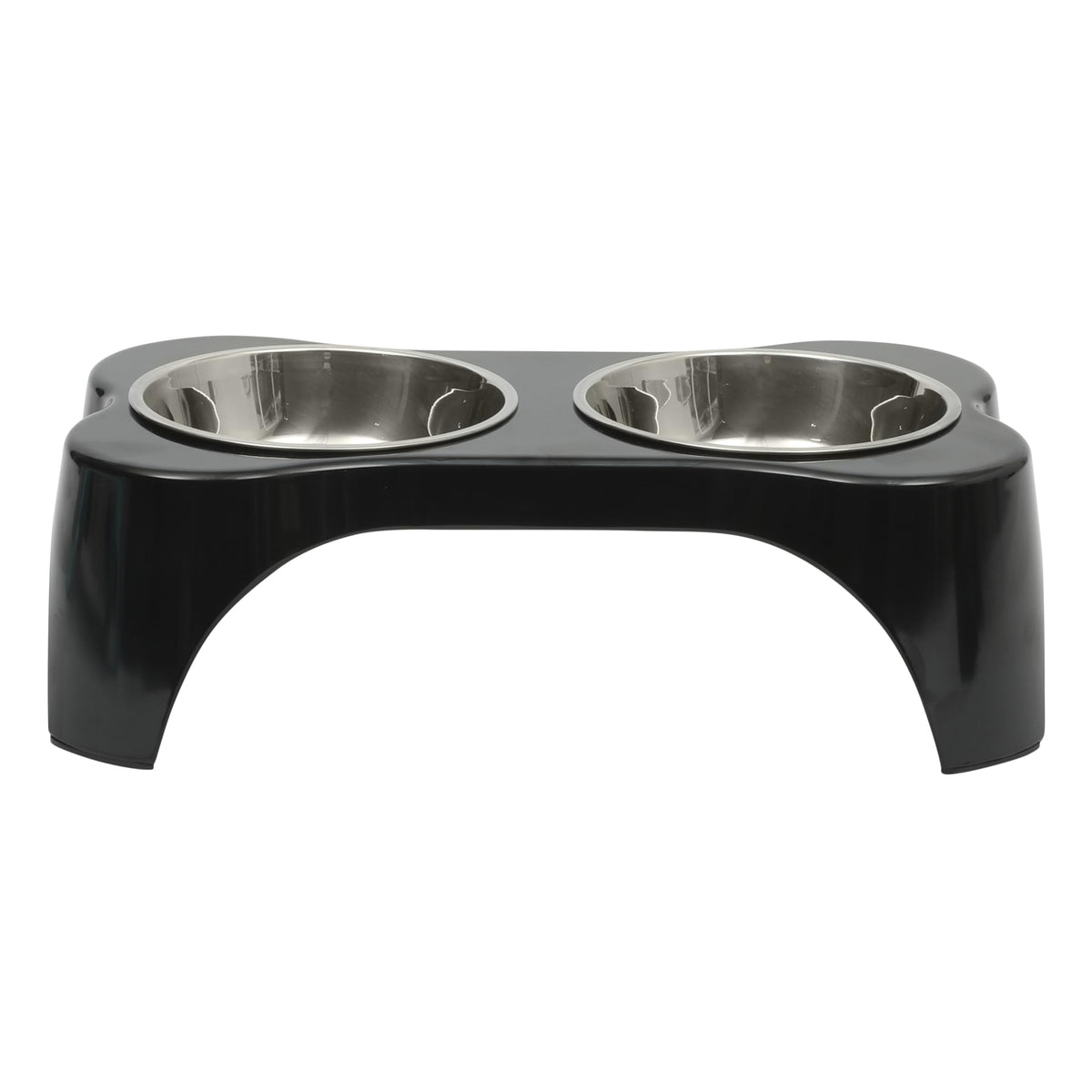 Bow Wow Meow 3 (Black / 13oz Dog Bowl (Set of 2 w/ Elevated Holder))