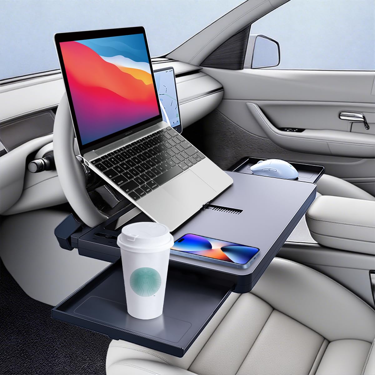2 in 1 Large Steering Wheel Desk with Dual Slide (steering wheel table)