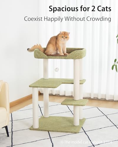 37.5" Cat Tree Tower for Large & Senior Cats (Green 37.4'')