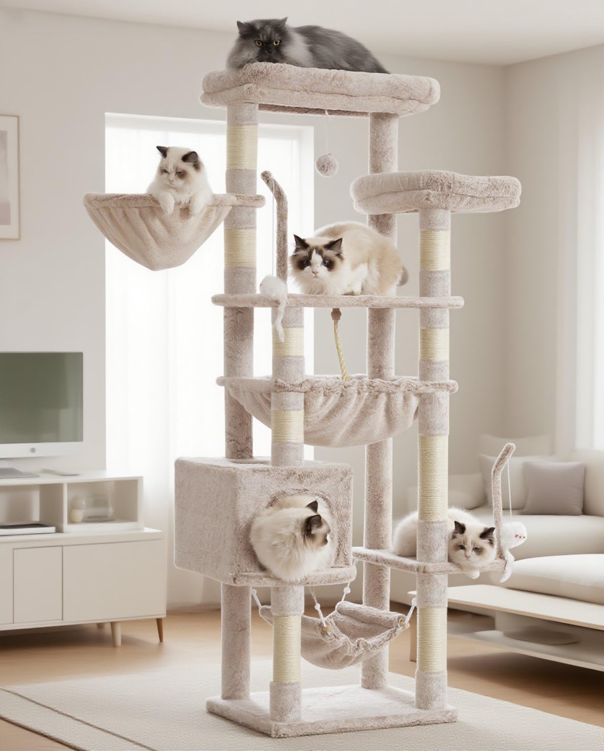Cat Tree 63'' Cat Tower for Large Cats (63 inch / Muchroom)