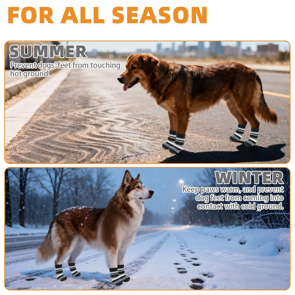 Anti Slip Dog Socks to Prevent Licking Paws and Slipping (Black / Small/Medium)