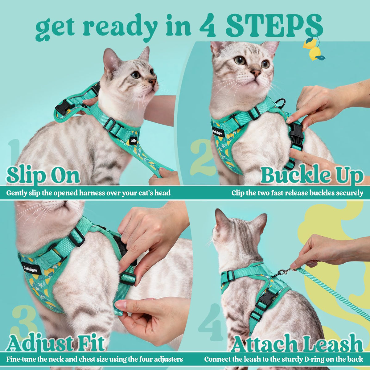 Cat Harness and Leash Set (M / Lemon Grove)