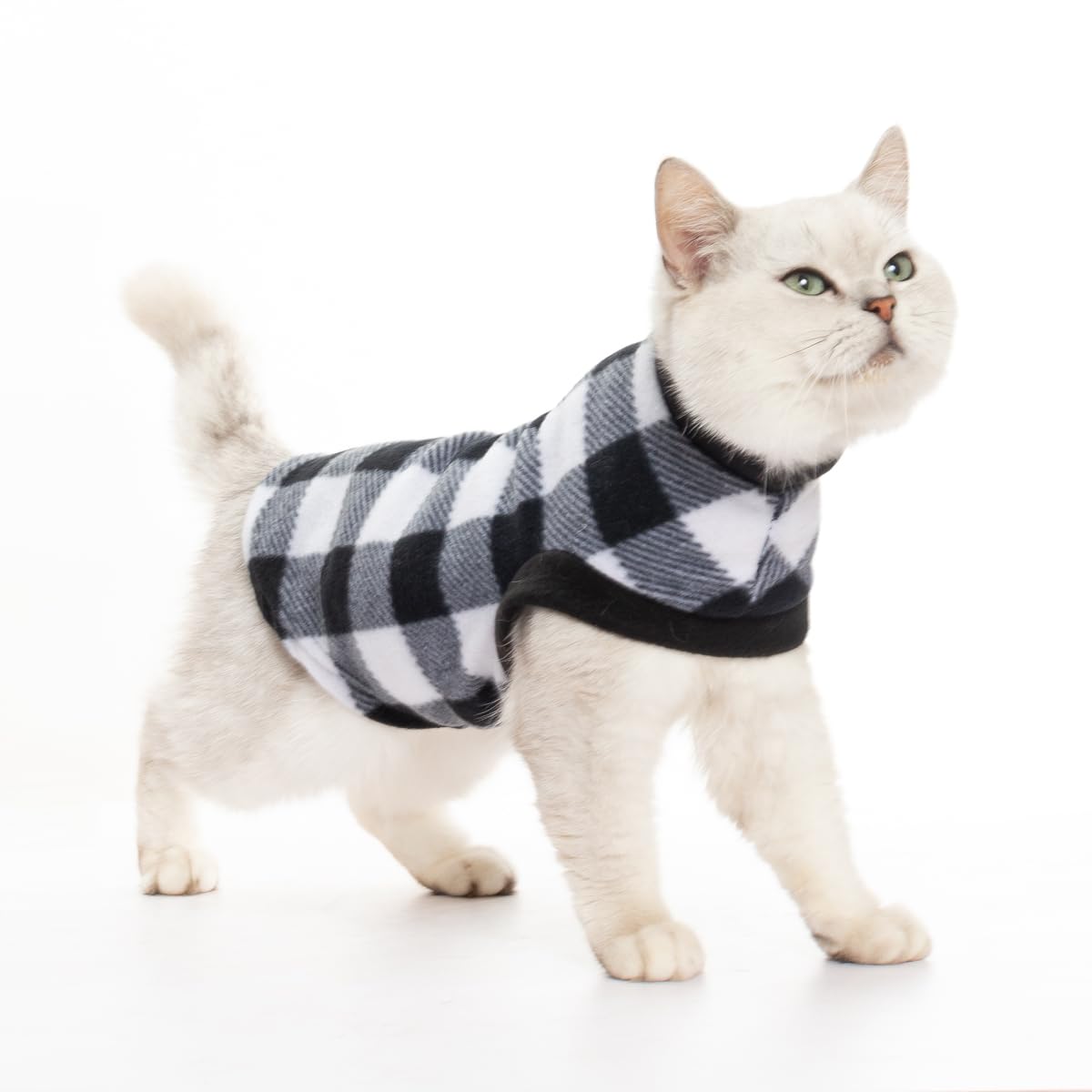 Cat Sweater Warm Fleece Pet Clothes for Cats Only (Black / Medium)