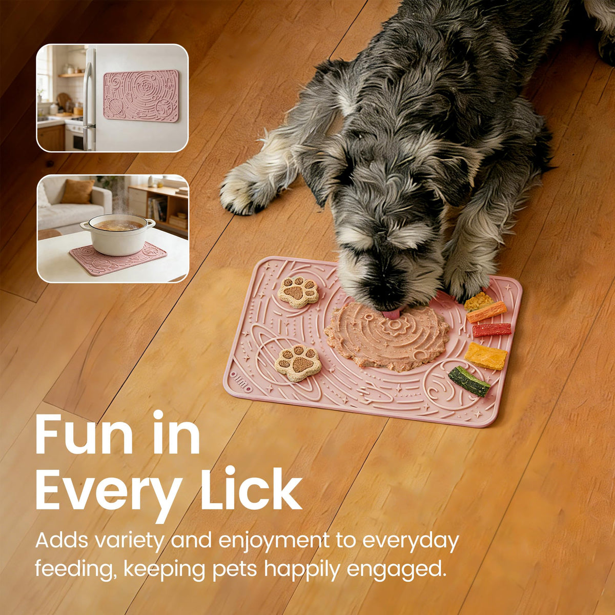 Lick Mat for Dogs&Cats (Sage Green&Coral / 9.8"L x 5.9"W)
