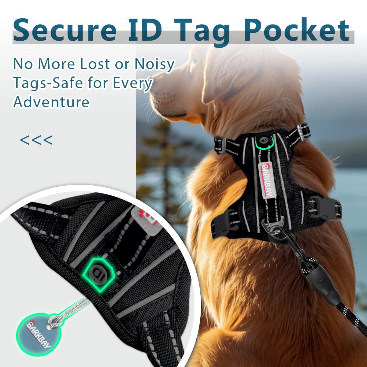 No Pull Dog Harness for Large Dogs (Black-Oxford / X-Large(Chest:30-38”))