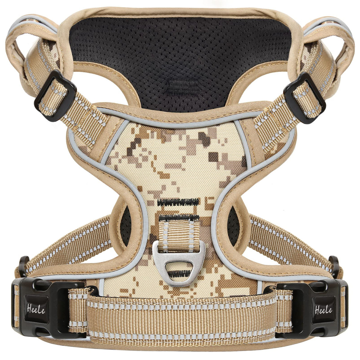 Dog Harness No Pull Adjustable Padded Reflective Harness for Small Medium Large Dogs with Handle for Walking Training (S / Camo Tan)