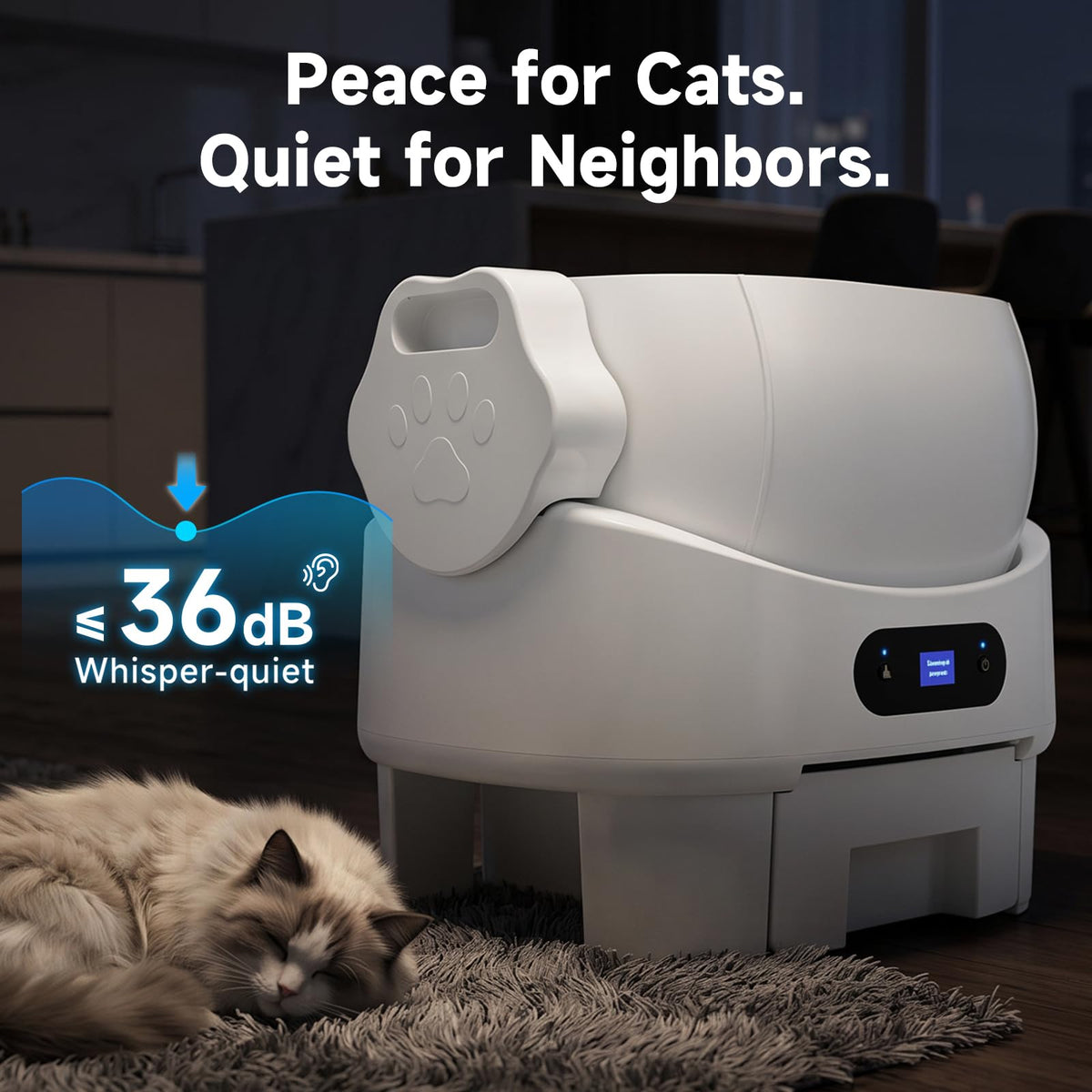 Self Cleaning Automatic Litter Box for Cats to15lb (white)