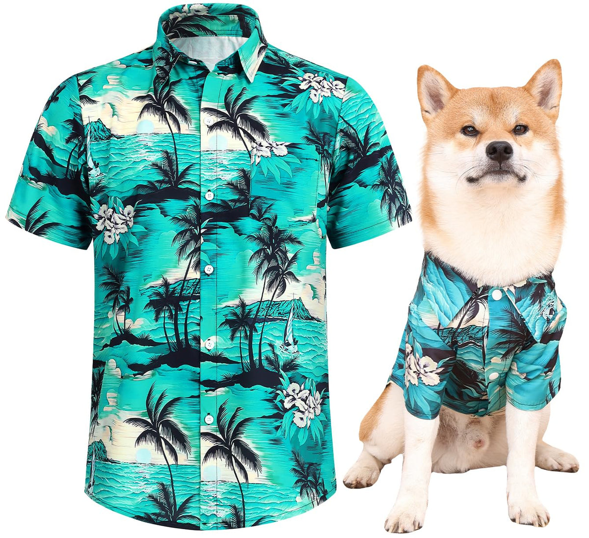Dog Shirts Hawaii Dog Clothes for Small Medium Large Dogs Owner and Pet Shirts are Sold Separately (XL-(51.18"Bust)-for Human / Green Only for Human)