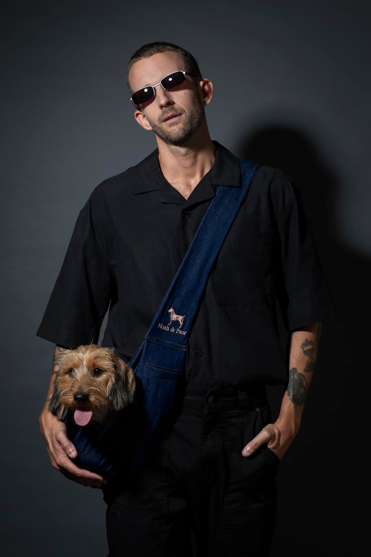 Dog Sling Carrier for Small Dogs 5 (Dark Blue (Denim) / 18.0"L x 10.0"W x 6.5"H)