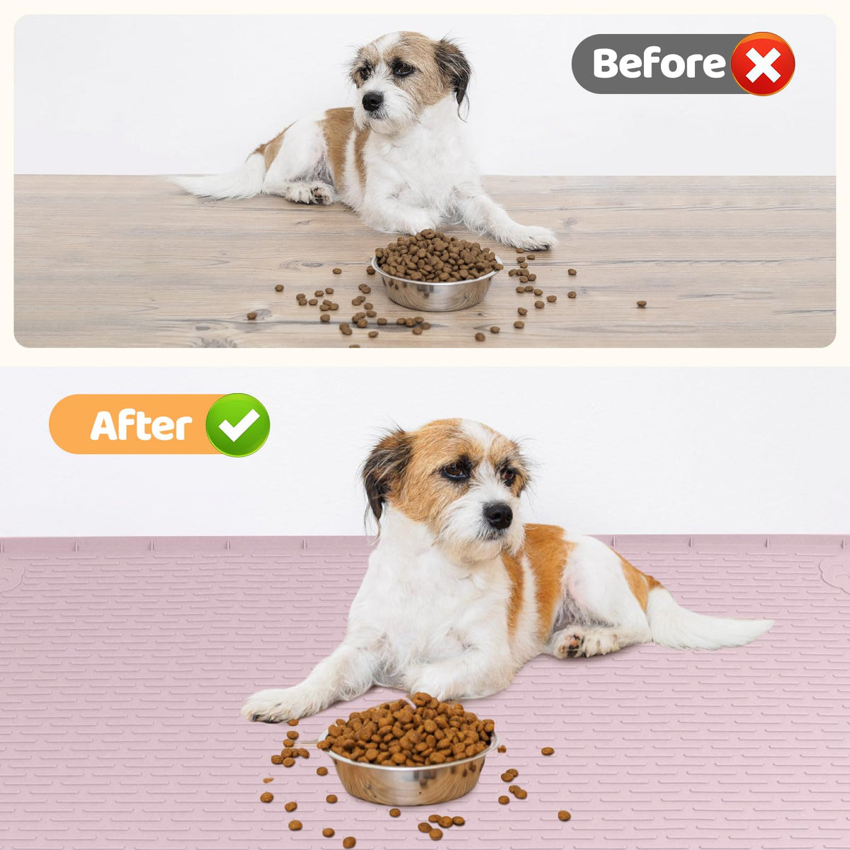 Dog Food Mat 40''x28'' Extra Large Dog Mat for Food and Water (40"L x 28"W / Pink)