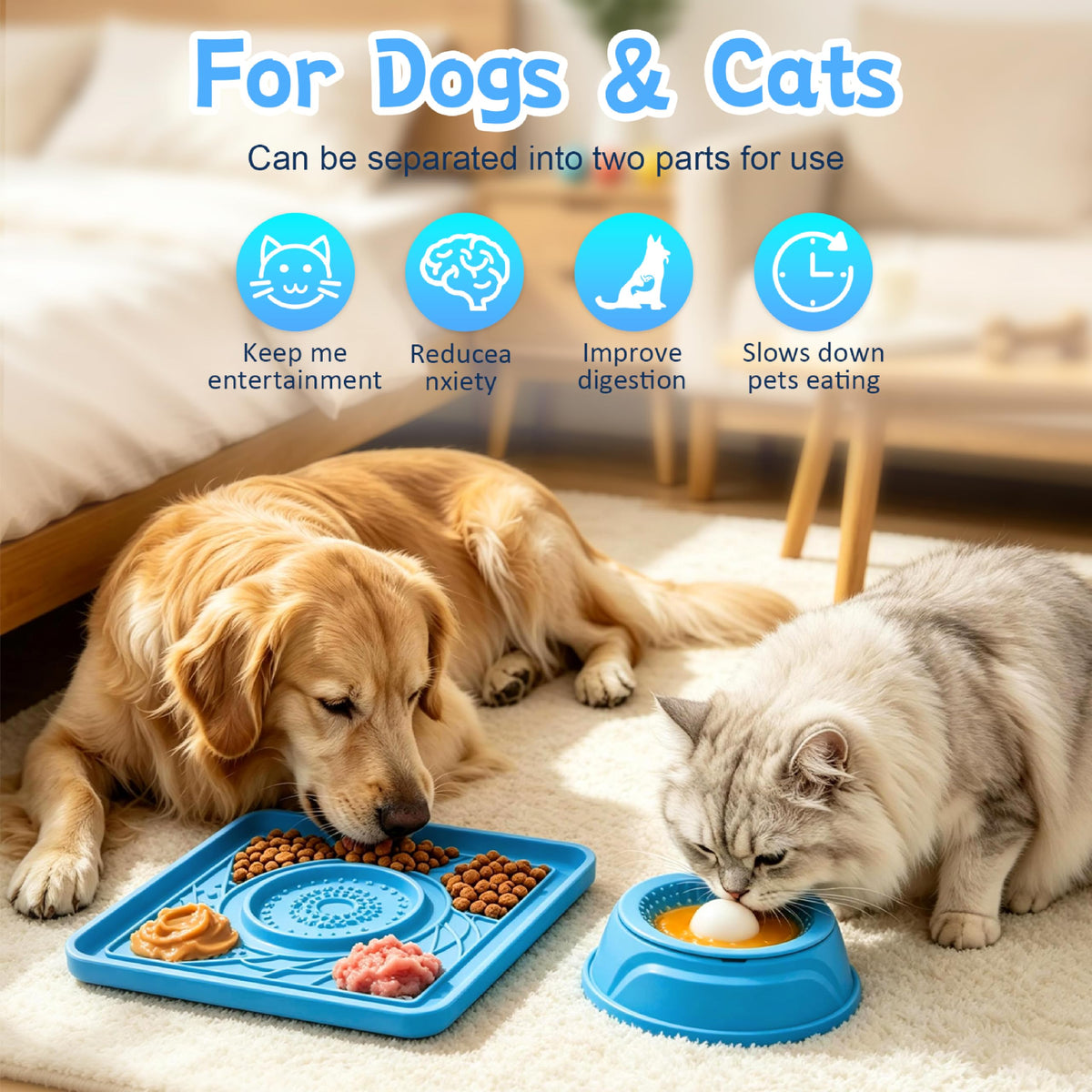 Slow Feeder Dog Bowl & Lick Mat (blue)