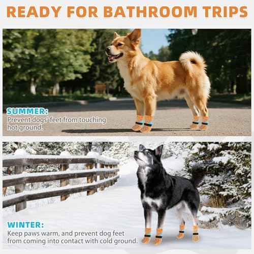 Dog Socks Shoes for Hot Pavement (Orange / X-Large(4 Pack))