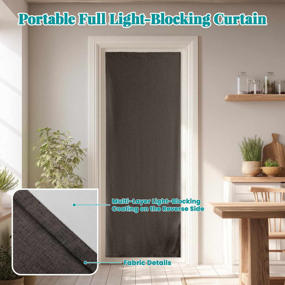 100% Blackout French Door Curtain (25"W x 72"L (Pack of 1) / Dark Brown)