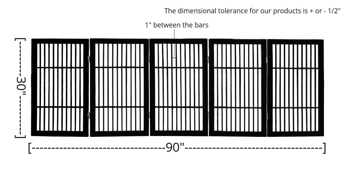 Pet Dog Gate Freestanding (5 Panel 30" Tall / Black Pet Gate)