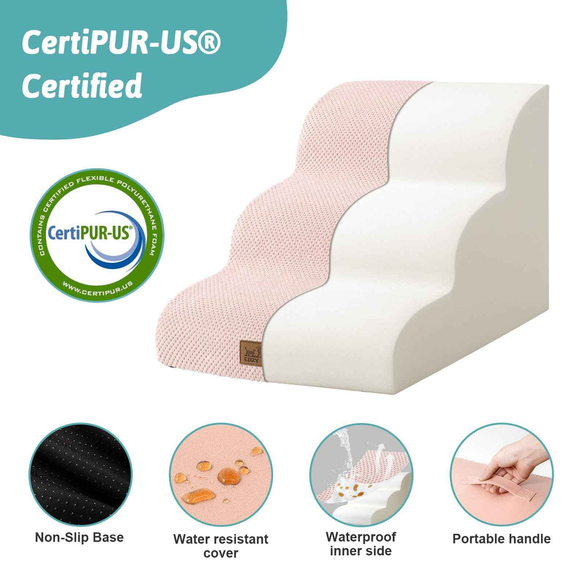 Dog Stair for Small Dog 15.7" H (Pink / 15.7" x 22.4" x 15.7")