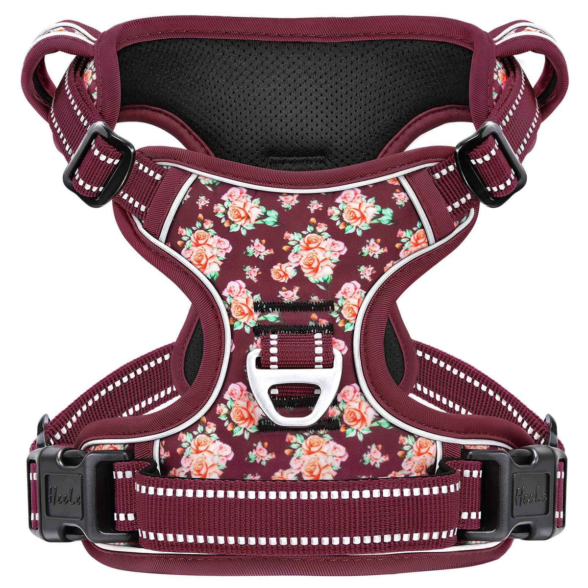 Large Dog Harness (L / Flower Burgundy)
