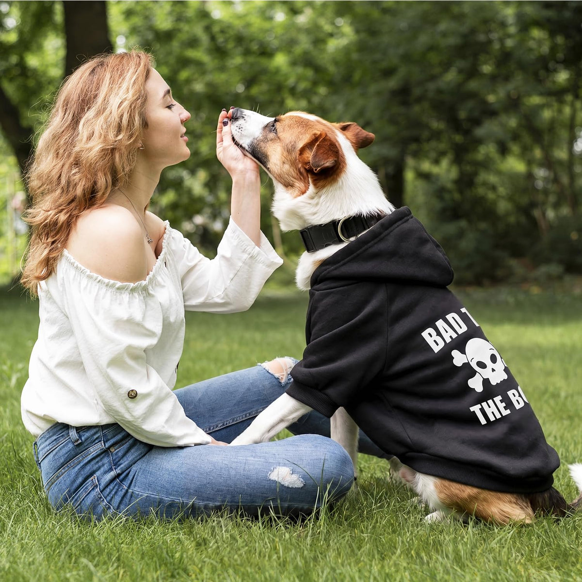 Dog Basic Hoodie Soft Dog Clothes Cold Weather Sweaters for Medium Large Dogs Cozy Fabric Warm Sweatshirt with Leash Hole for Boys (Skull / XS (Back: 10.24",Chest: 14.96", 2-5 lbs))