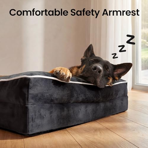 Orthopedic Large Dog Bed Couch Sofa with Memory Foam (45" x 33" x 7.5" / 03-Black)