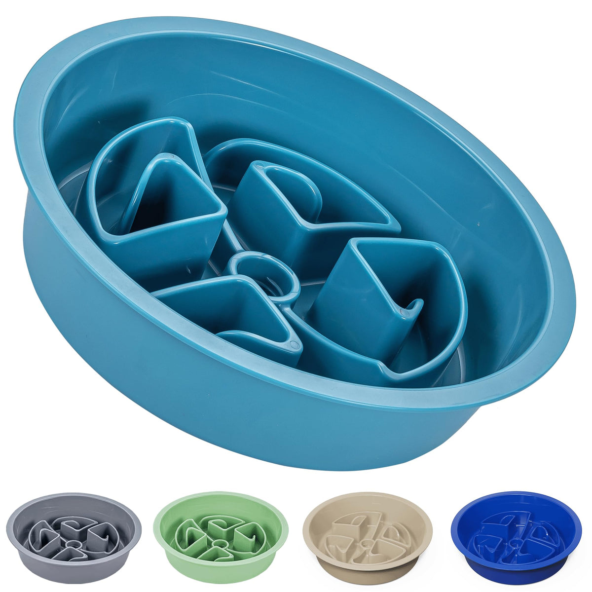 Slow Feeder Dog Bowls for Large Breeds Fits Raised Feeding Station (Slow Feeder Blue / 2.5 Cup - Fit 7.5-7.7'' Feeder Holes)