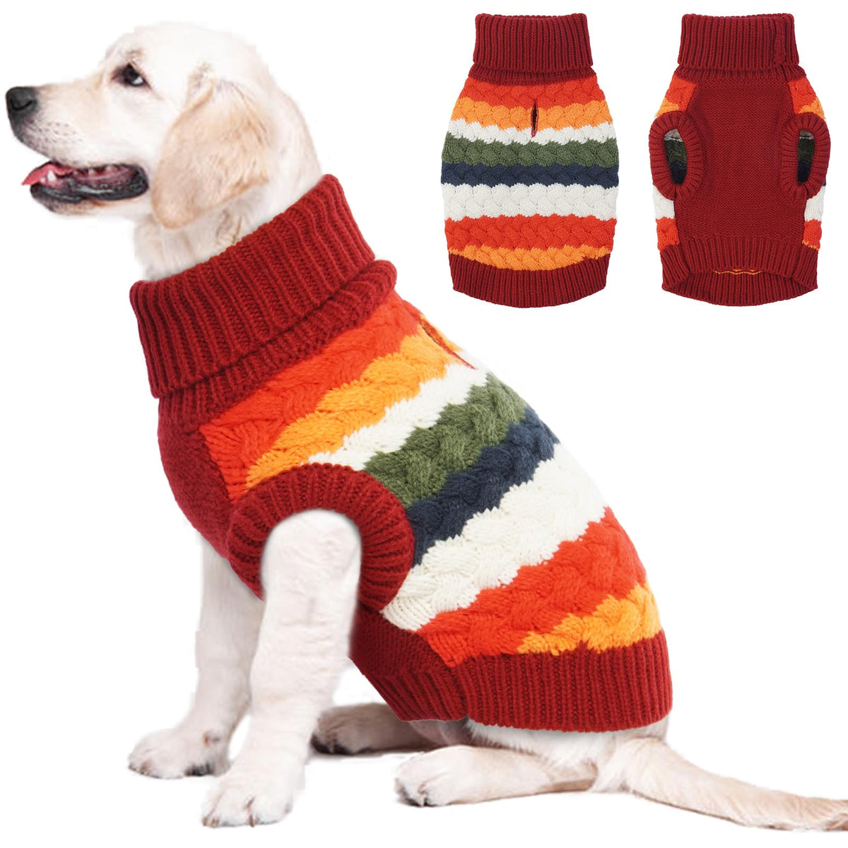 Dog Sweater Warm Dog Sweaters for Extra Large Dogs Girl Boy (XXX-Large (Chest: 27.9''; Weight: 35- 58LB) / Red)