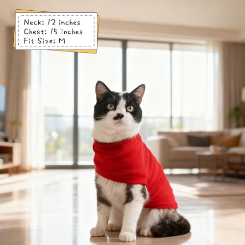Cat Sweater Warm Fleece Pet Clothes for Cats Only (Red / Medium)