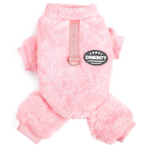 Fleece Dog Pajamas Winter Warm Dog Sweater for Small Dogs Thermal Coat (Pink / Small)