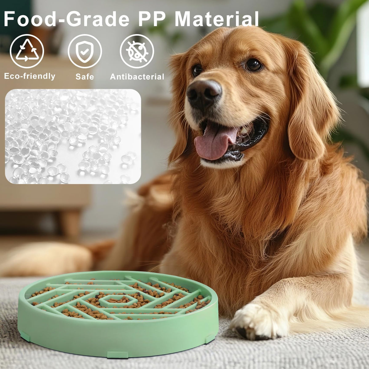 Slow Feeder Dog Bowls Large Medium Breed (Bean Green)