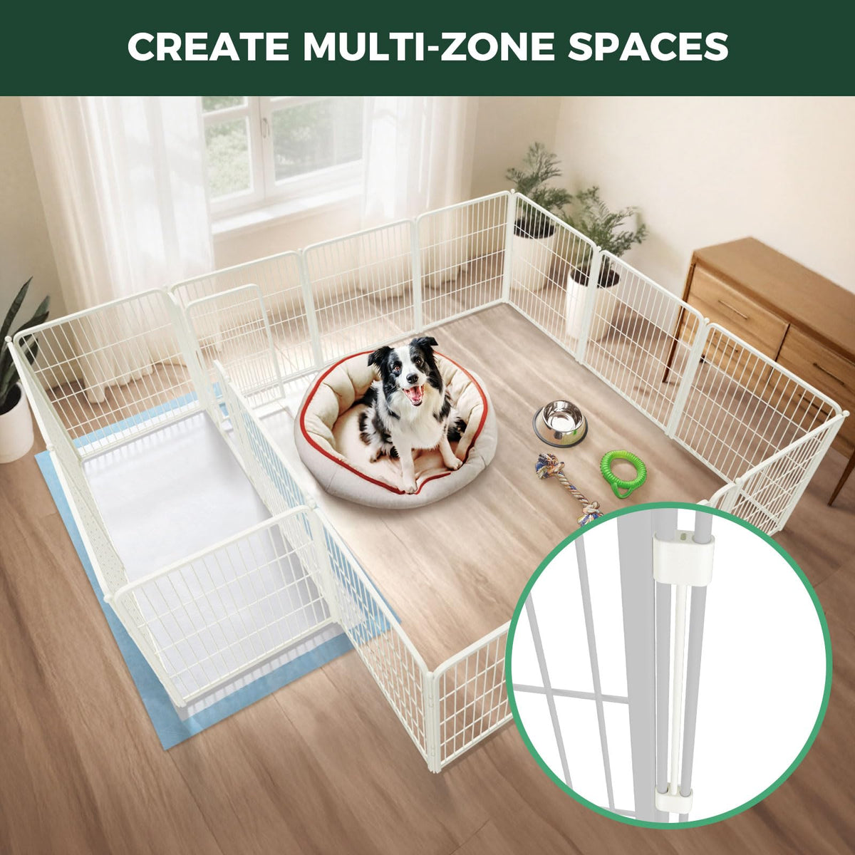 Homeplus Indoor Dog Playpen with Divider Connectors (White / 32"H)