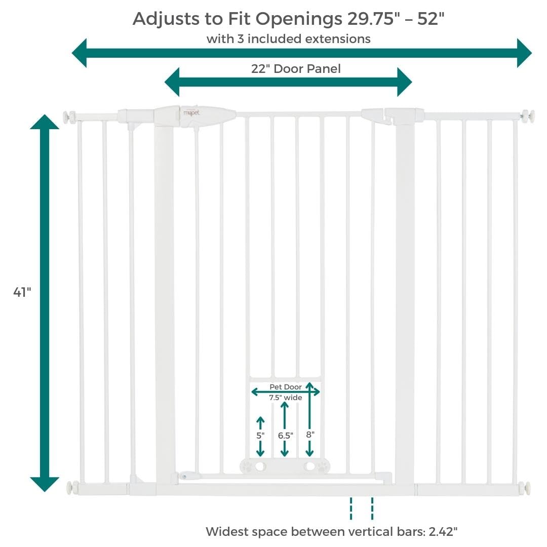 EasyPass Extra Tall & Wide Walk Thru Pet Gate (Walk Thru EasyPass / 41" Tall; 52" Wide / White)