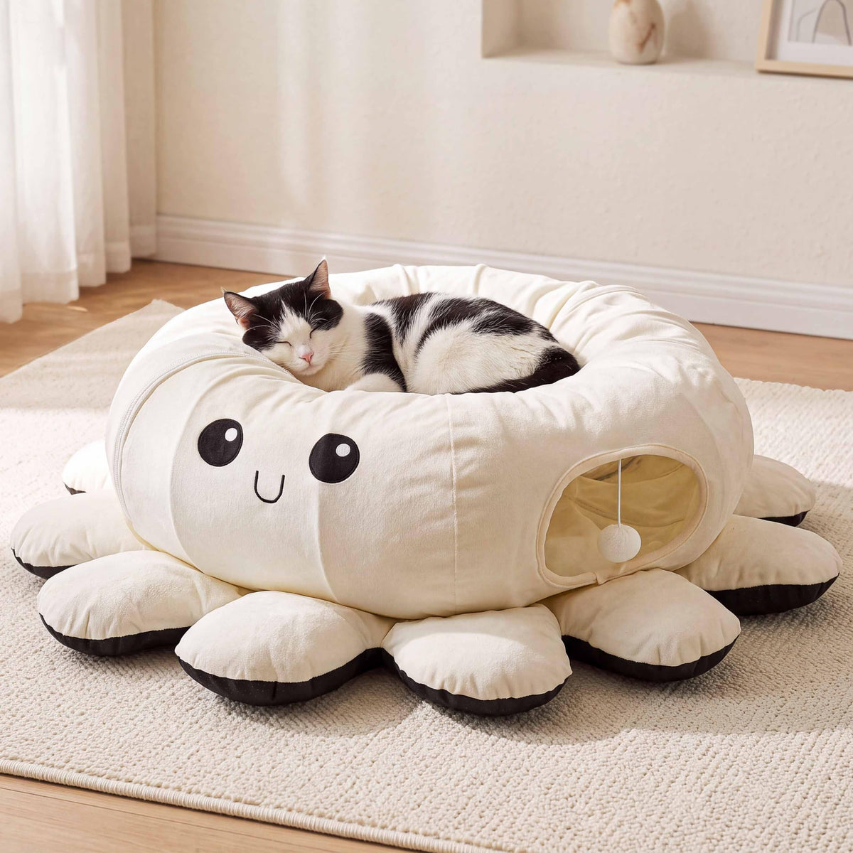 Cat Tunnel Bed with 20 Cat Toys (White / Large)