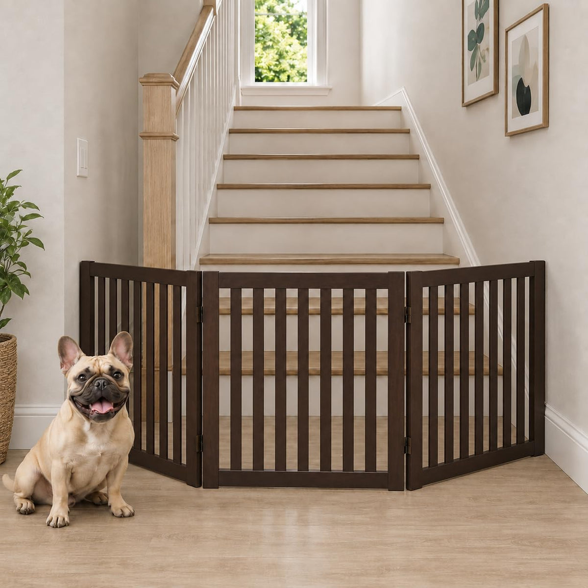 Freestanding Dog Gate (Espresso / 3 Panel 60" Wide)
